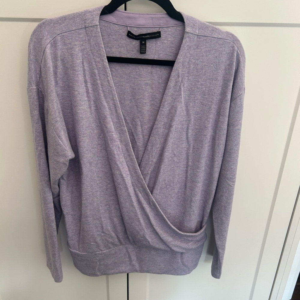 White House Black Market Lilac V-Neck Sweater